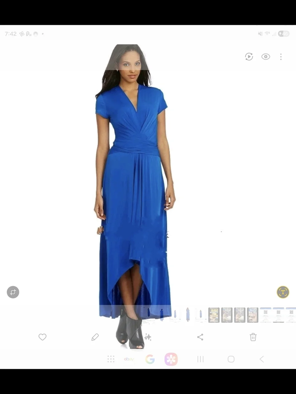 Michael Kors Cobalt Blue Wrap-Style High-Low Maxi Dress